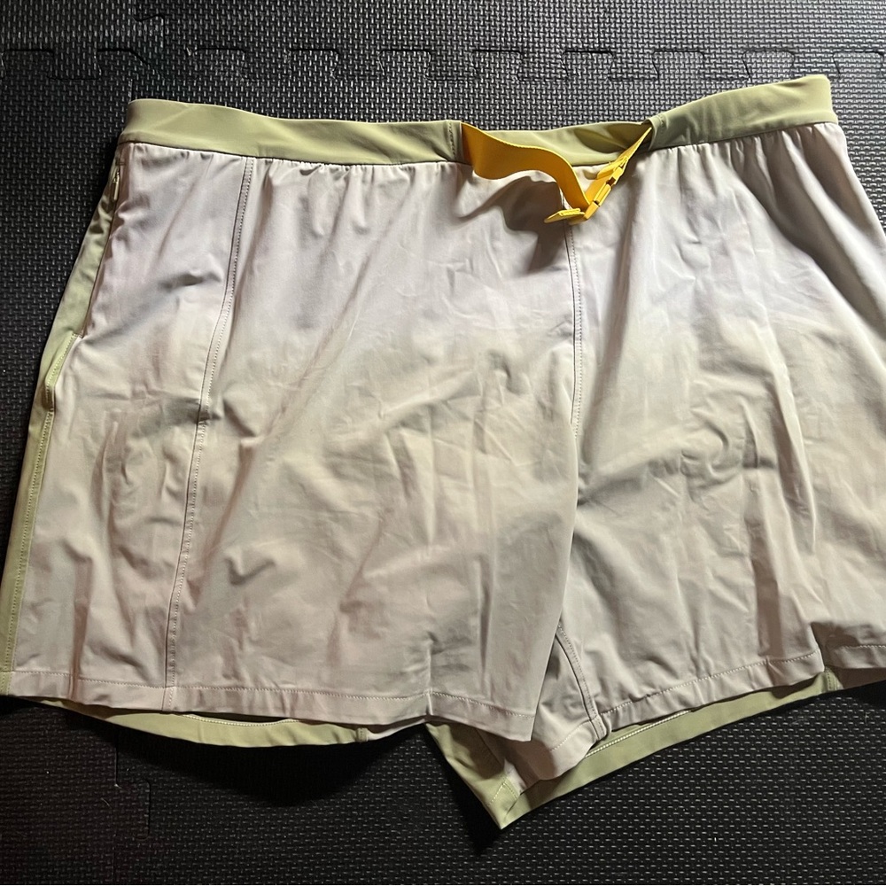 Tracksmith Gray and Green Running Shorts